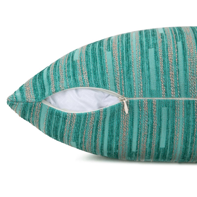 Yeiotsy Decorative Pillow Covers Teal, Pack of 2, Modern Striped Throw Pillow Cases Geometric Cushion Covers (Teal, 18 X 18 Inches) - Image 2